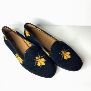 Stubbs and Wooten Bumble Bee Tapestry Woven Black Loafers Shoes Slippers 8